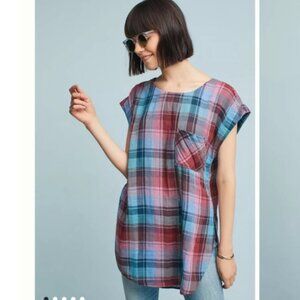 Anthropologie Akemi + Kin Cap Sleeve Plaid Tunic small